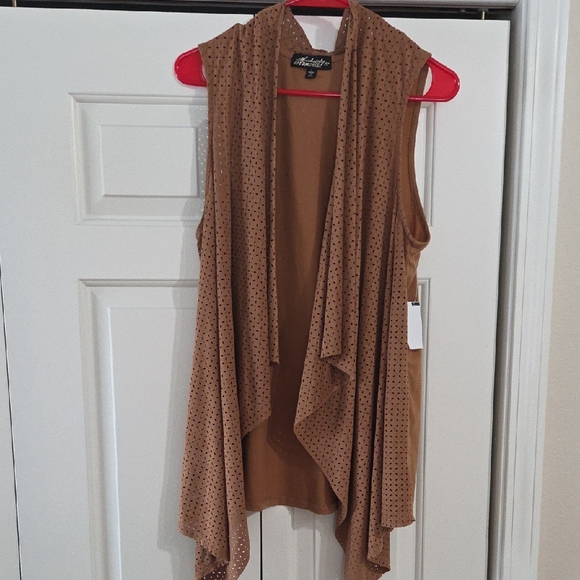 Absolutely Famous Jackets & Blazers - Absolutely Famous Tan Perforated Vest